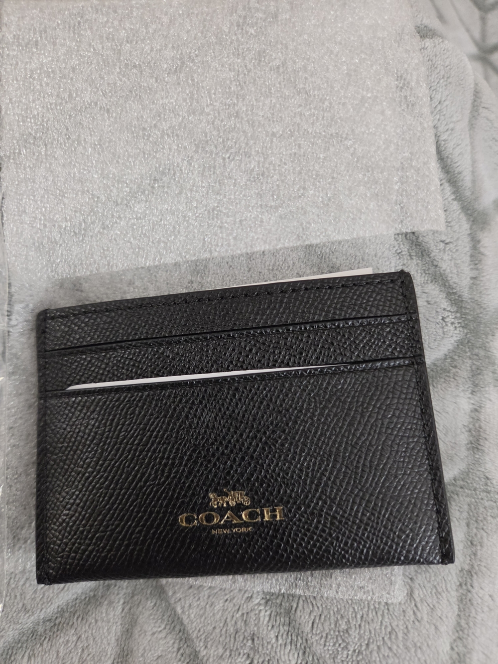 Coach Black Saffiano Leather Card Holder